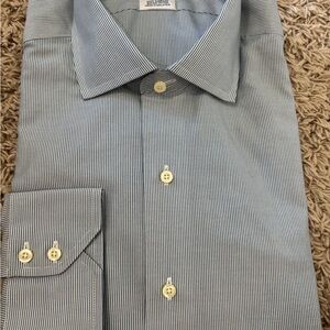 Brooks Brothers - Men's Striped Shirt - Navy Blue and White. Never worn, NWT